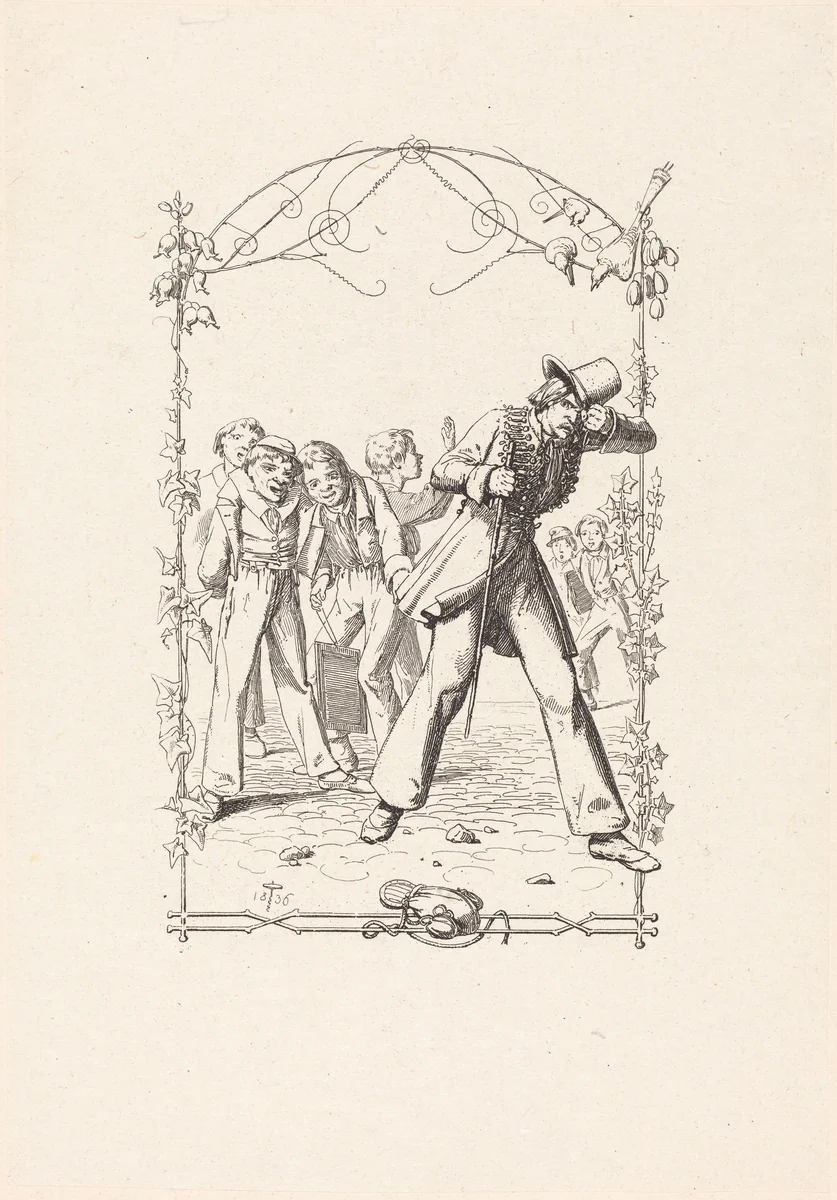 Peter Schlemihl Taunted for His Lack of Shadow by Adolf Schrödter, portfolio, 1805-1875