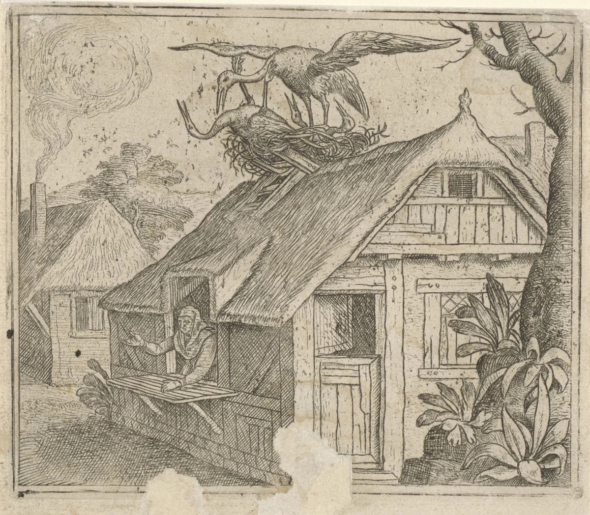 Fabel over ooievaars en hun godsdienst by Unknown, print, 1578