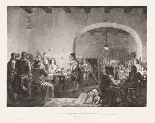 lo levò in aria gridando, ecco il pane della providenza (I Held It Aloft and Cried, "Behold the Bread of Divine Providence!") by Gallo Gallina, print, 1828-1830