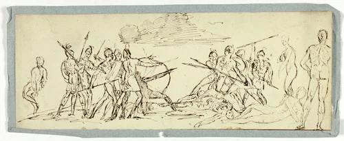 Sketch of Battle Scene (recto); Frigate (verso) by Unknown Artist, drawing, 1800-1899