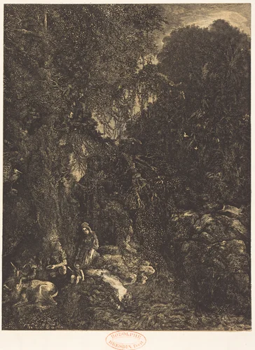 The Holy Family with the Does by Rodolphe Bresdin, print, 1878