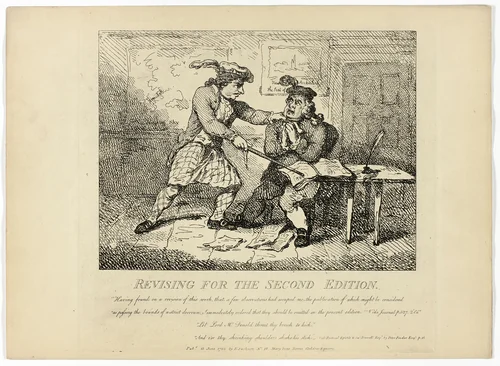 Revising for the Second Edition, from Boswell's Tour of the Hebrides by Thomas Rowlandson, print, 1786