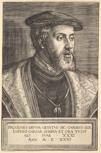 Emperor Charles V by Barthel Beham, print, 1515-1540