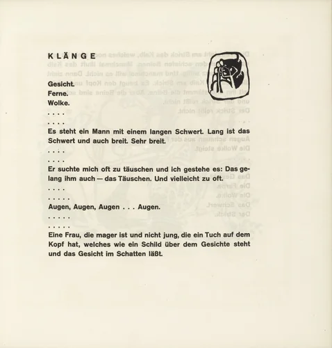 Vignette next to "Sounds" (Vignette bei "Klänge") (headpiece, folio 29) from Klänge (Sounds) by Wassily Kandinsky, illustrated book, 1913