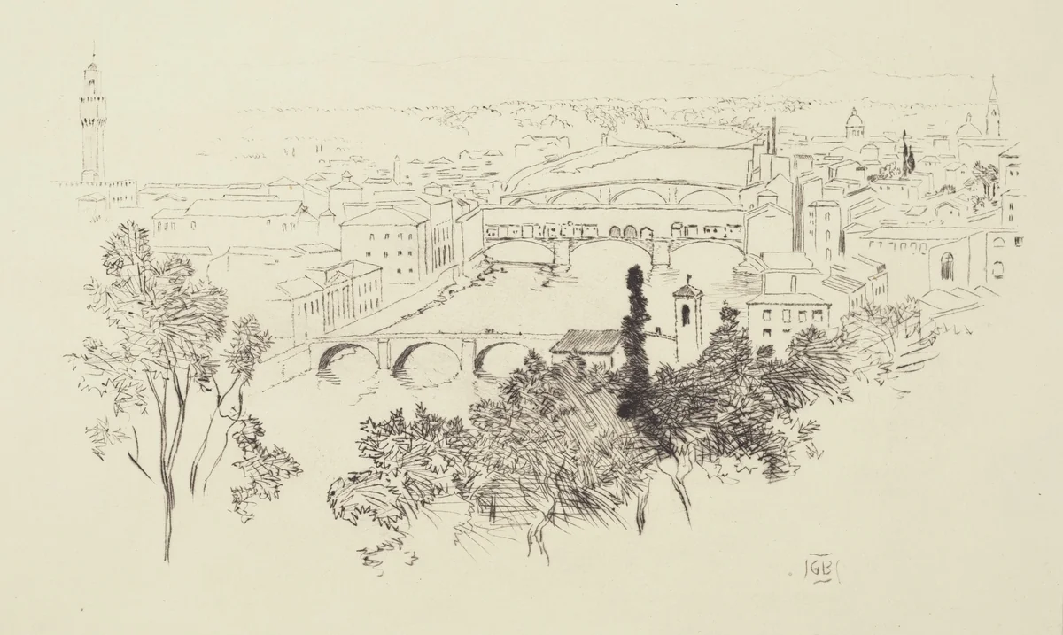 Sketch of Florence by George Elbert Burr, print, 1929-1939