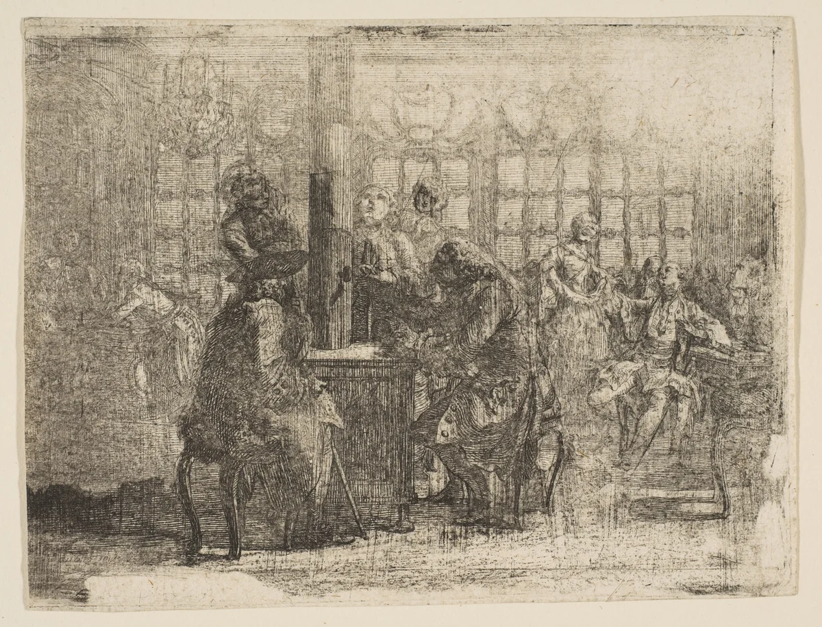 The Newsmongers by Gabriel de Saint-Aubin, print, 1752