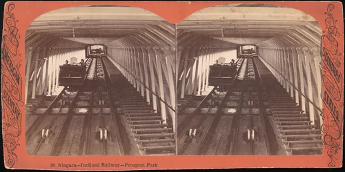 [Group of 3 Stereograph Views of Bridges and Railways at Niagara] by American Scenery, photograph, 1860-1899