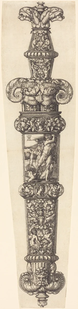 Design for a Dagger Sheath with Cain and Abel by Heinrich Aldegrever, print, 1539