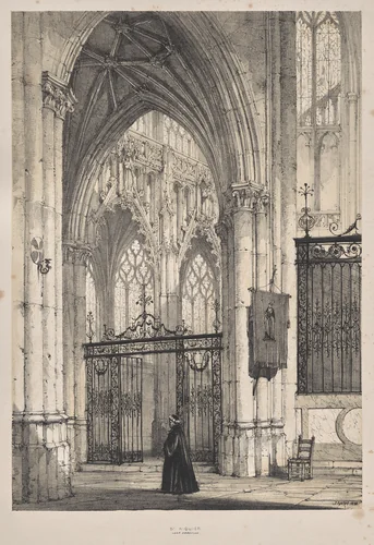 Architecture of the Middle Ages: Church of St. Riquier, near Abbeville by Joseph Nash, print, 1838
