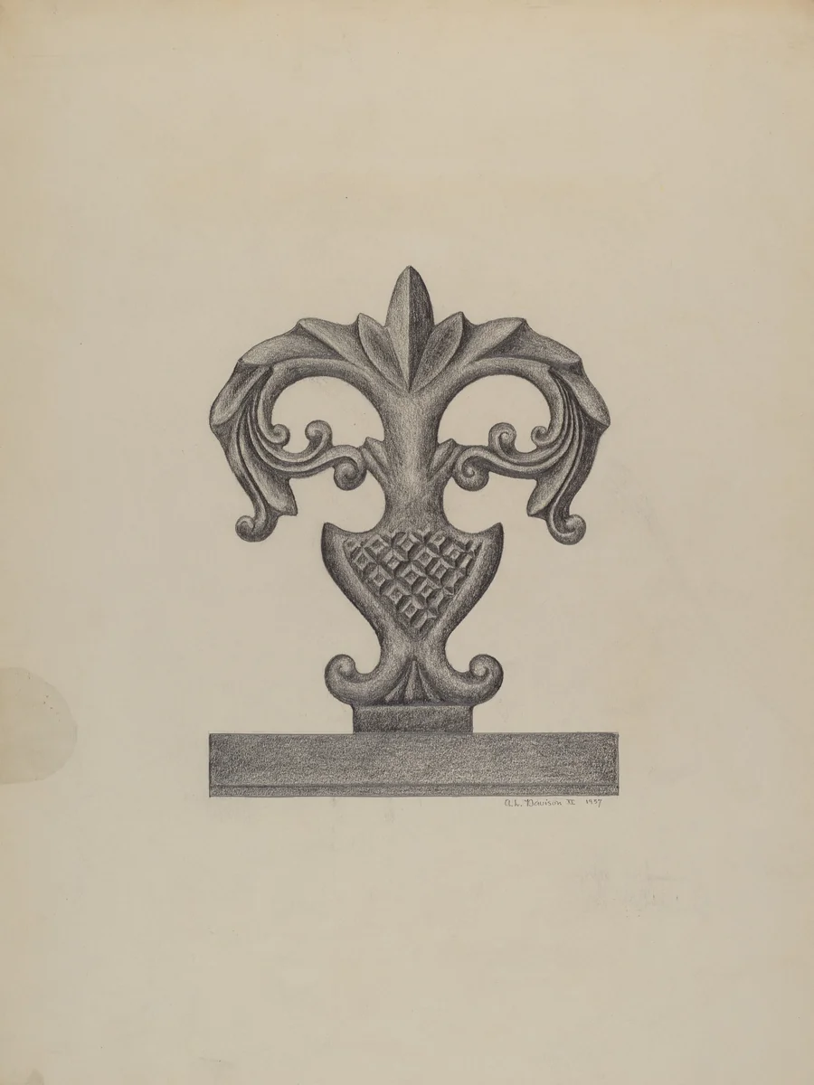 Cast Iron Fence Finial by Austin L. Davison, index of american design, 1937