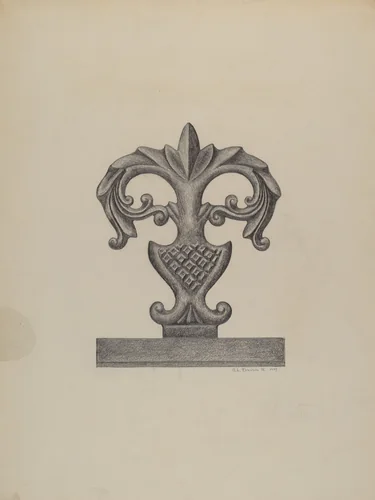 Cast Iron Fence Finial by Austin L. Davison, index of american design, 1937