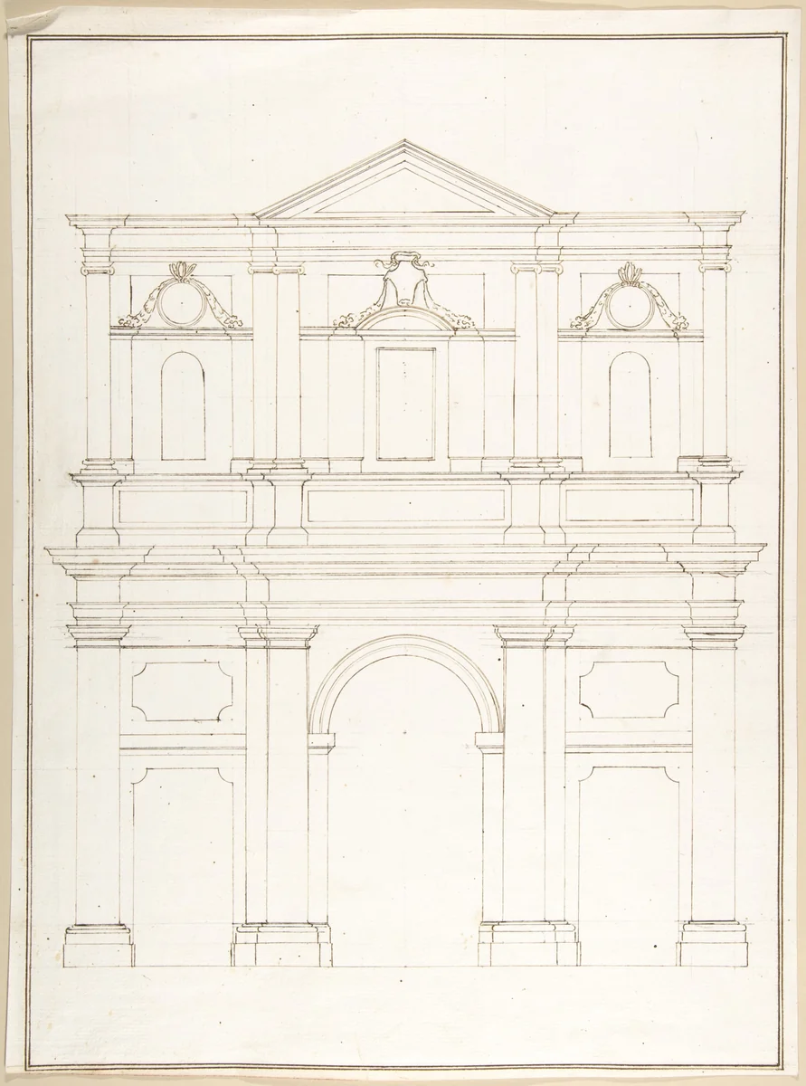 Design for a Façade by Pietro Paolo Coccetti, drawing, 1710-1727
