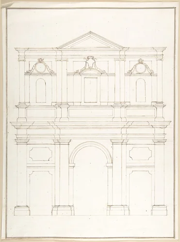 Design for a Façade by Pietro Paolo Coccetti, drawing, 1710-1727