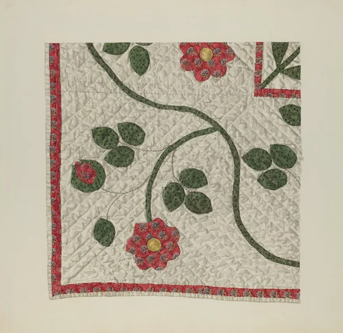 Quilt - Tulip Pattern by Alice Cosgrove, index of american design, 1941