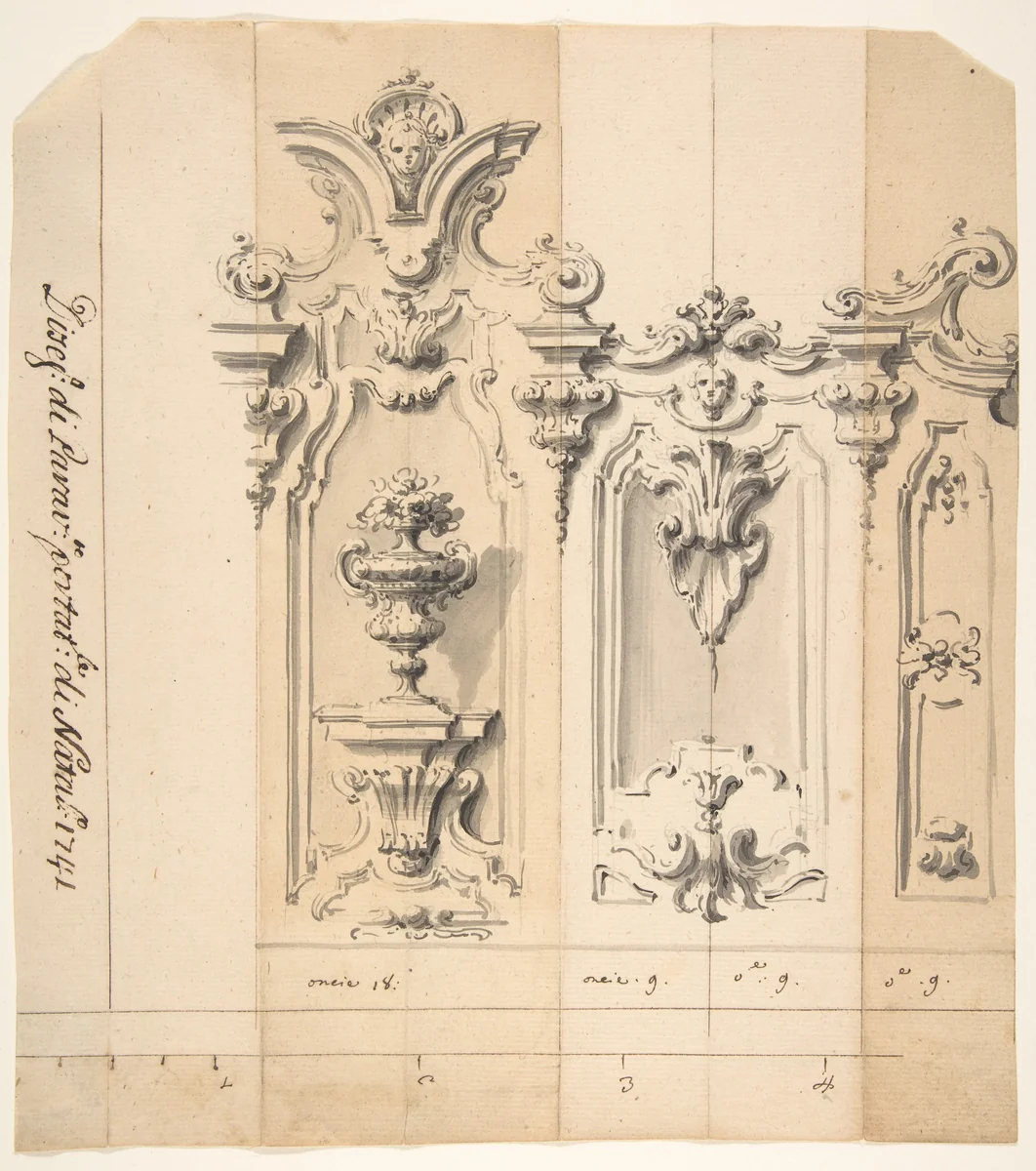 Design for a Portable Screen by Giovanni Battista Natali, drawing, 1698-1765