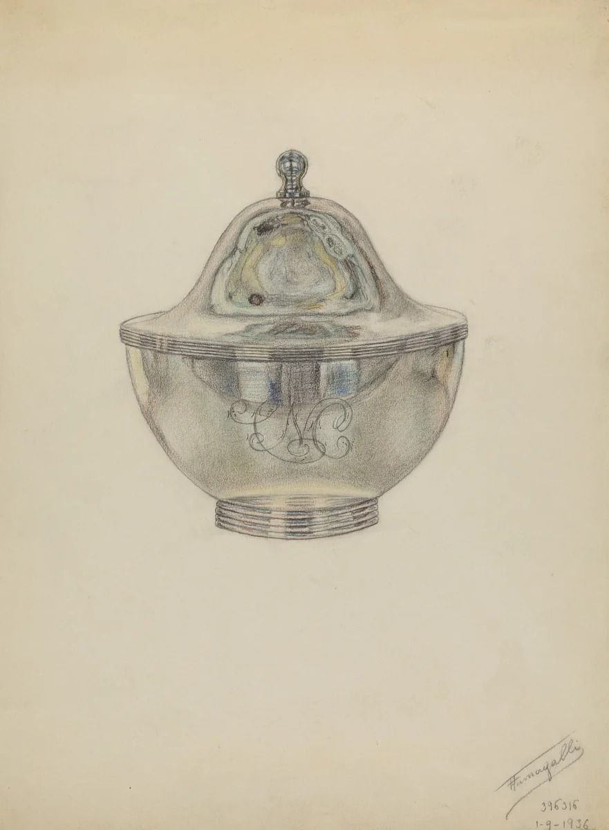 Silver Sugar Bowl with Cover by Frank Fumagalli, index of american design, 1936
