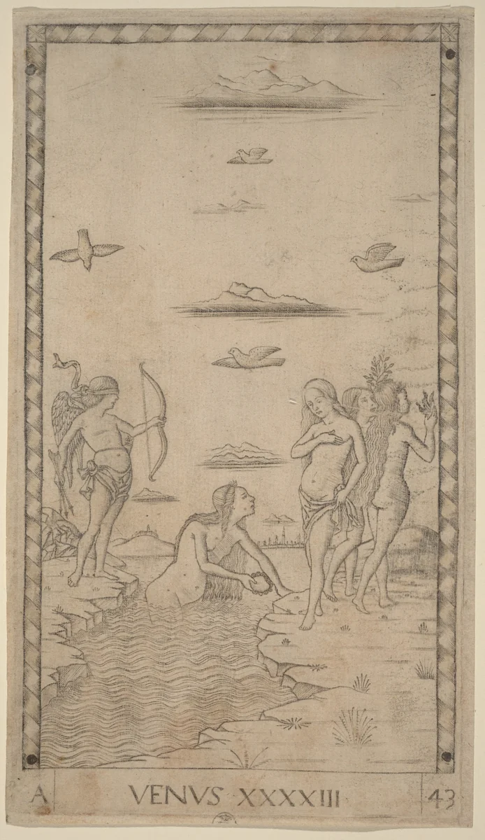 Venus by Master of the E-Series Tarocchi, print, 1465