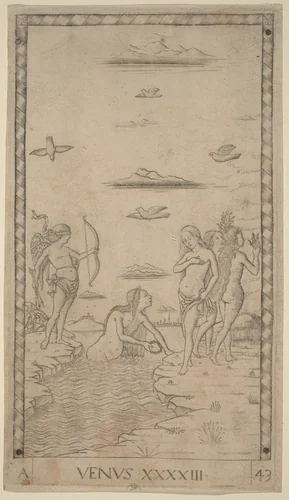 Venus by Master of the E-Series Tarocchi, print, 1465