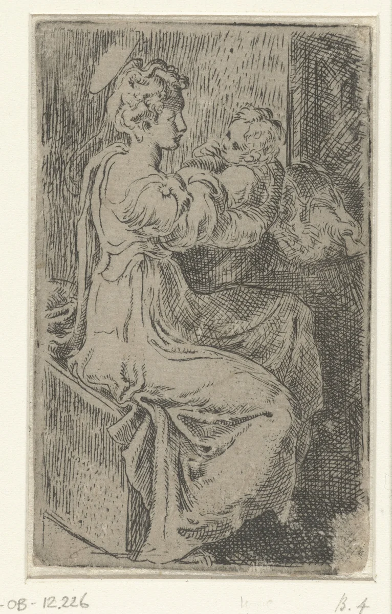 Maria met kind by Parmigianino, print, 1524-1540