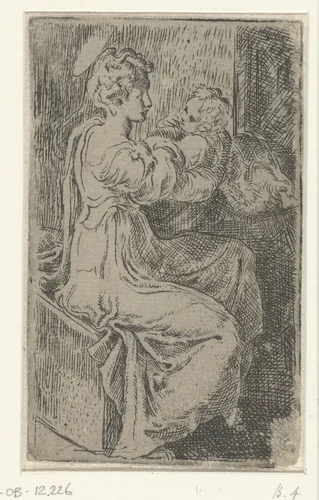 Maria met kind by Parmigianino, print, 1524-1540