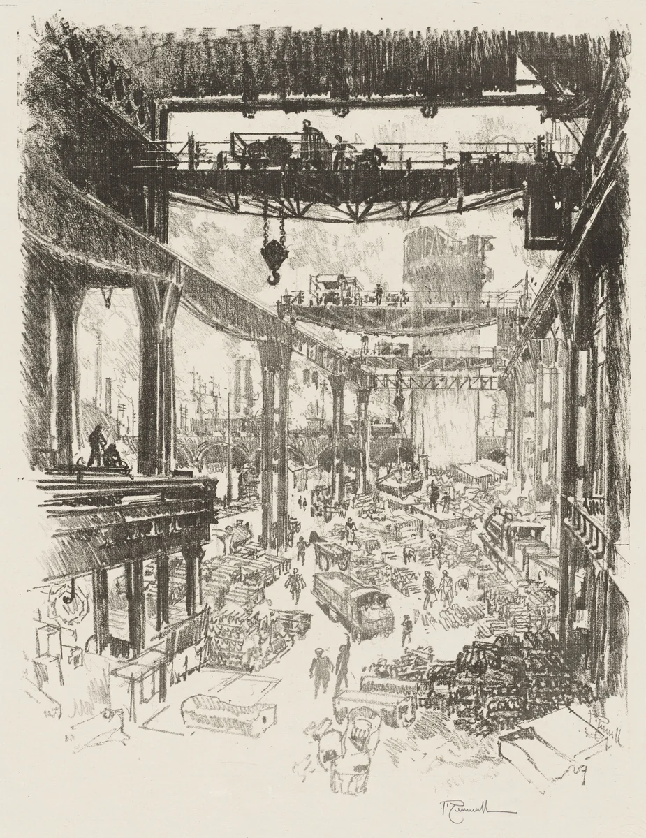 English War Work: The Great Tower, Pig Iron by Joseph Pennell, print, 1916