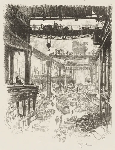 English War Work: The Great Tower, Pig Iron by Joseph Pennell, print, 1916