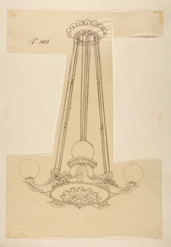 Design for a Chandelier by anonymous, drawing, 1800-1899