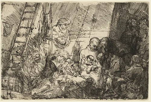 The Circumcision in the Stable by Rembrandt van Rijn, print, 1654