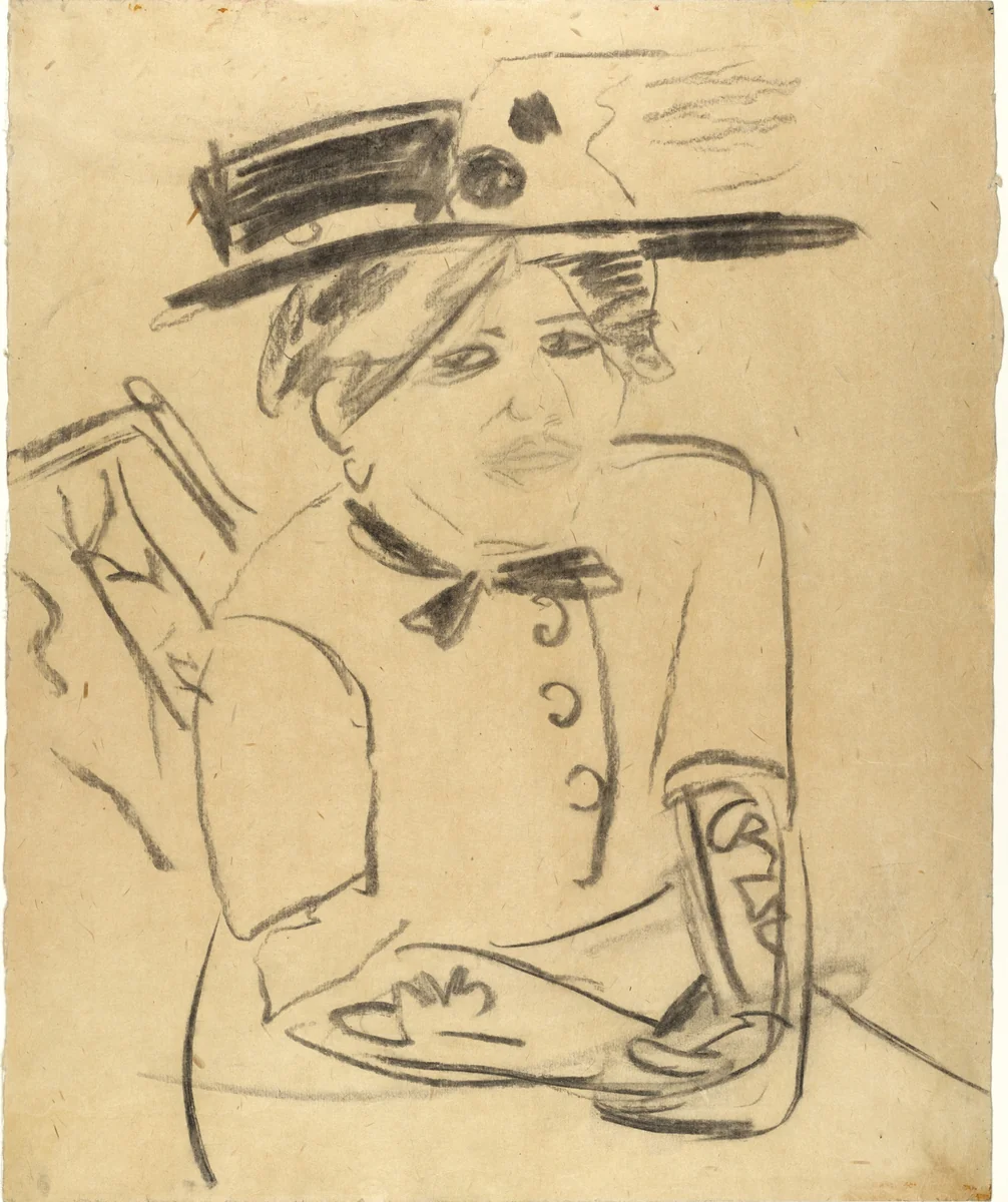Seated Woman with Hat (Sitzende mit Hut) by Ernst Ludwig Kirchner, drawing, 1908