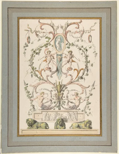 Design for an Arabesque by Etienne de Lavallée-Poussin, drawing, 1780-1793