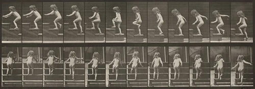 Plate Number 473. Child walking up stairs by Eadweard Muybridge, photograph, 1887