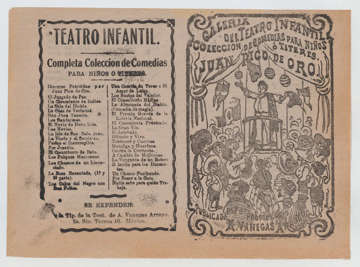 Cover for 'Juan Pico de Oro', a man in a pulpit addressing a crowd before him by José Guadalupe Posada, print, 1875-1915