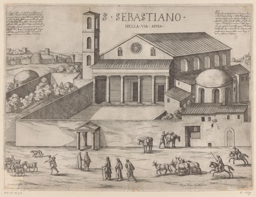 Sint-Sebastiaan buiten de Muren te Rome by Antonio Tempesta, print, 1600