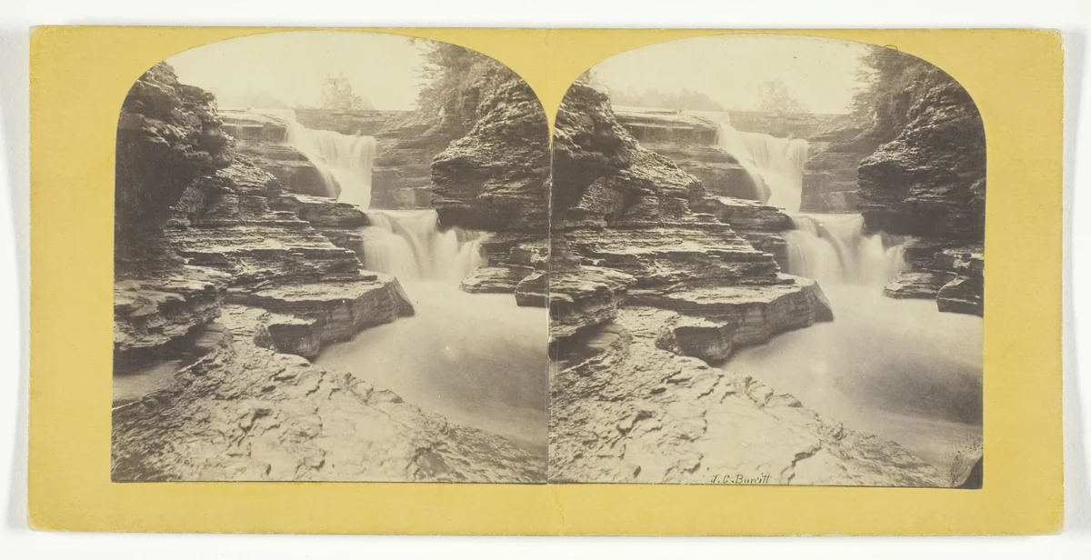 Fall Creek Ithaca Cascades above Irish Hammer Fall by J. C. Burritt, photograph, 1860-1865