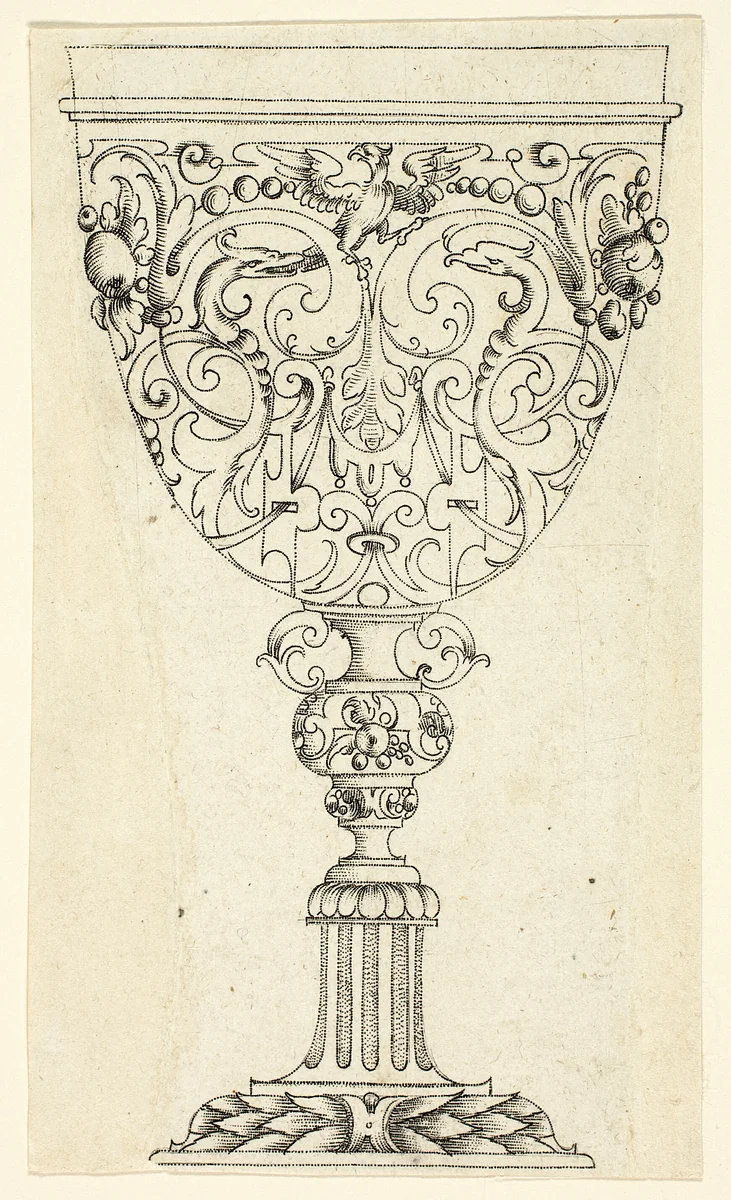 Small Drinking Goblet by Paul Flindt, print, 1592-1618