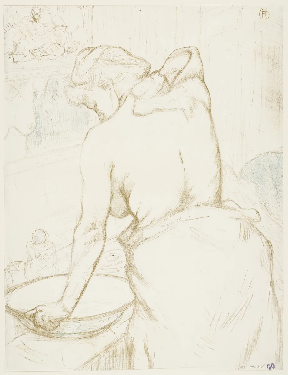 Woman at her Toilette, Washing Herself (Femme qui se lave, La toilette) from Elles by Henri de Toulouse-Lautrec, print, 1896