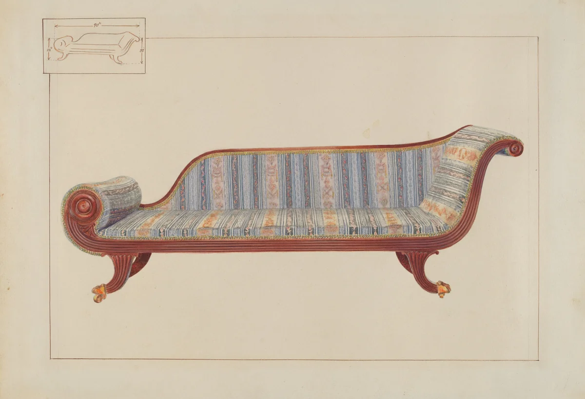 Duncan Phyfe Sofa by Edward L. Loper, index of american design, 1937