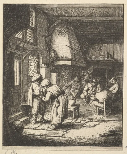 Peasant Paying his Bill by Adriaen van Ostade, print, 1610-1685