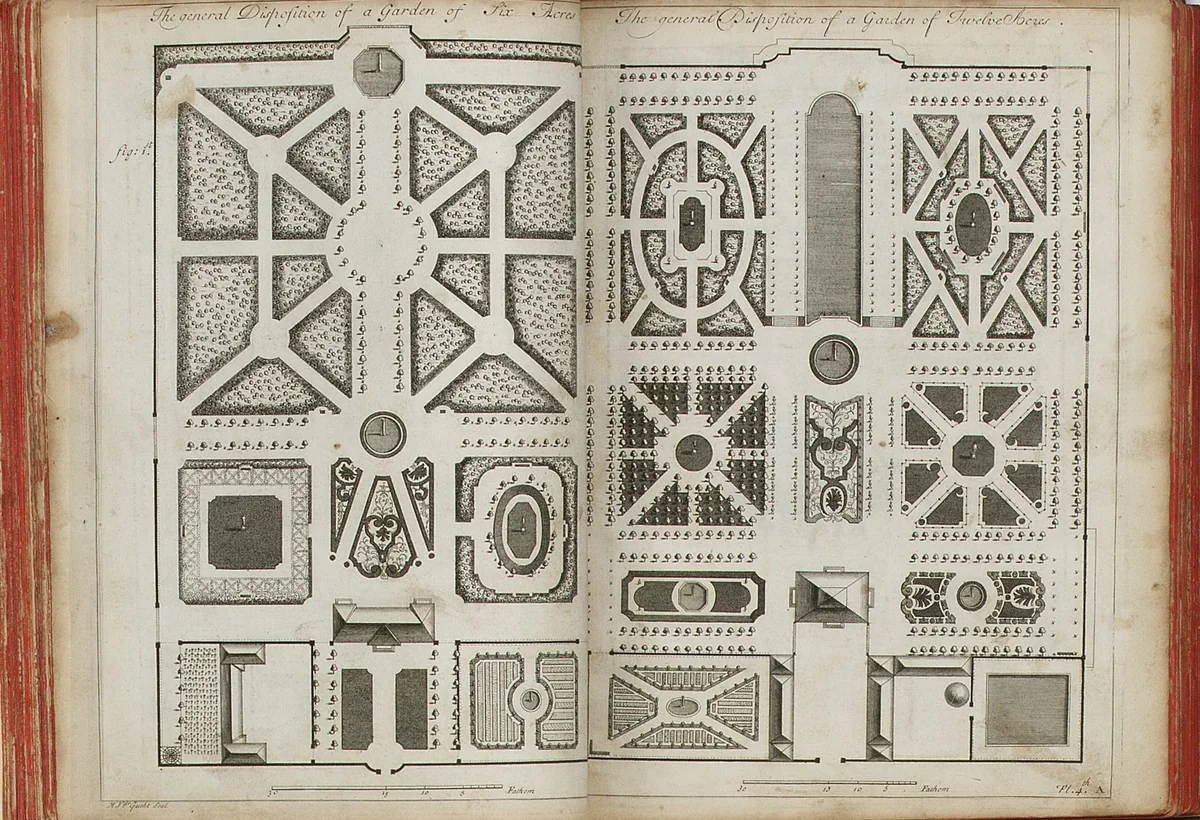 The Theory and Practice of Gardening : Wherein is Fully Handled all that Relates to Fine Gardens, Commonly called Pleasure-Gardens, as Parterres, Groves, Bowling-Greens &c. .... by Antoine Joseph Dézallier d'Argenville, artwork, 1712