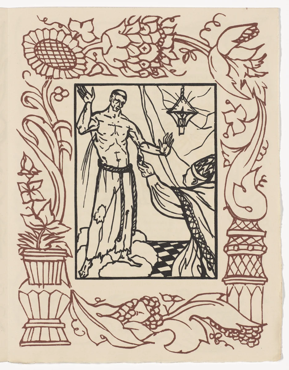 Plate (page 413) from Les Petites Fleurs de St. François (The Little Flowers of St. Francis) by Émile Bernard, illustrated book, 1928