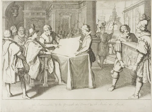 The Restoration of the Dome of Florence, from The Life of Ferdinand de' Medici by Jacques Callot, print, 1614-1620