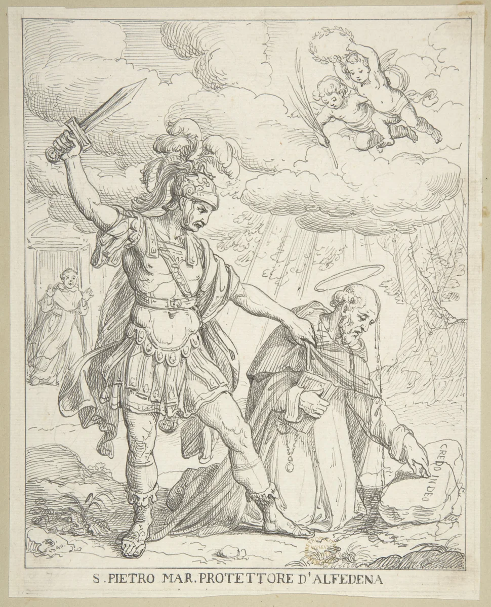 Martyrdom of St. Peter Martyr by anonymous, drawing, 1840