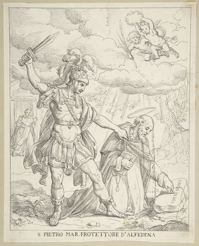 Martyrdom of St. Peter Martyr by anonymous, drawing, 1840