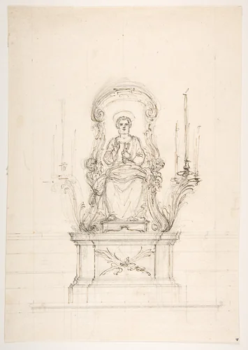 Saint Peter Enthroned by Luigi Vanvitelli, drawing, 1700-1773