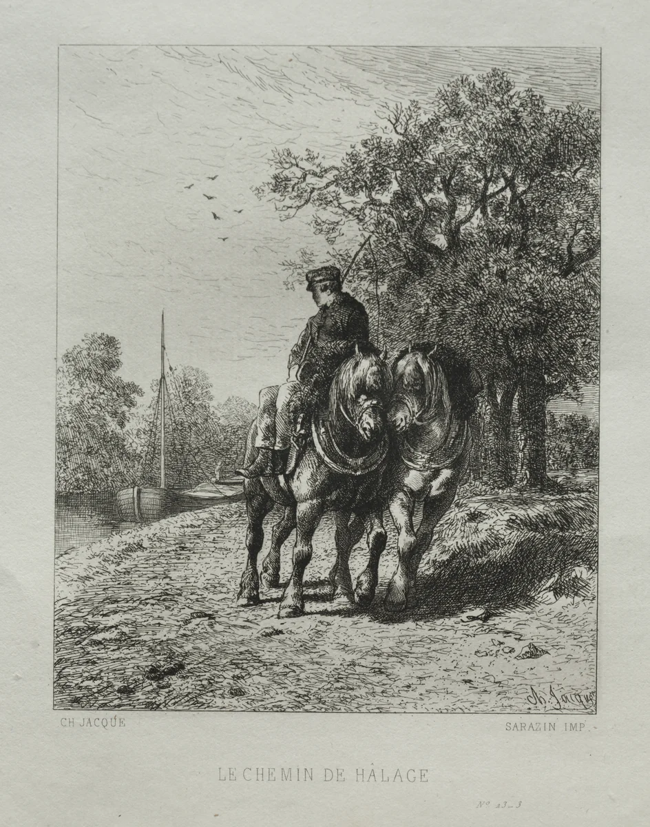 The Tow Path by Charles-Émile Jacque, print, 1864