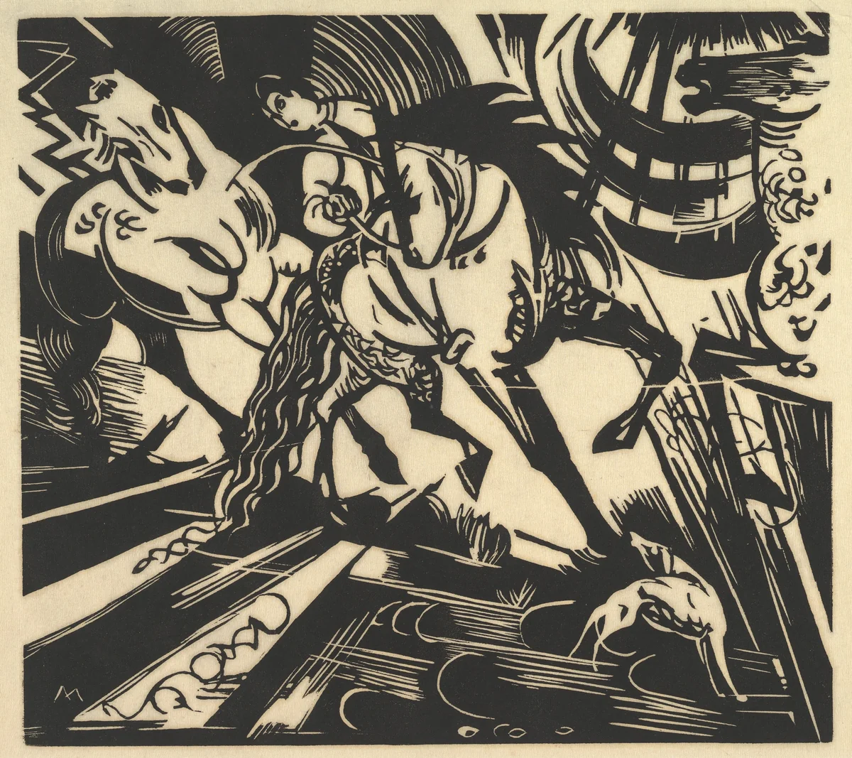 The Riding School by Franz Marc, print, 1913