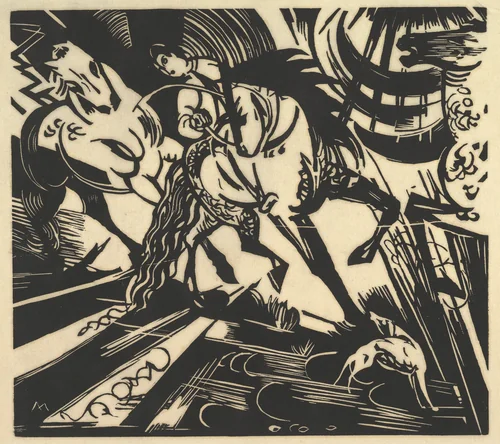 The Riding School by Franz Marc, print, 1913
