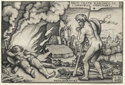 The Labors of Hercules: Hercules on his Pyre by Hans Sebald Beham, print, 1548