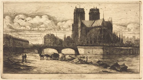 L'abside de Notre-Dame de Paris (The Apse of the Cathedral of Notre Dame, Paris) by Charles Meryon, print, 1854