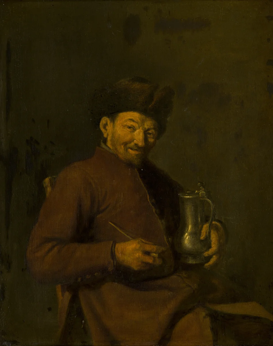 Old Man with Tankard and Pipe by anonymous, painting, 1660